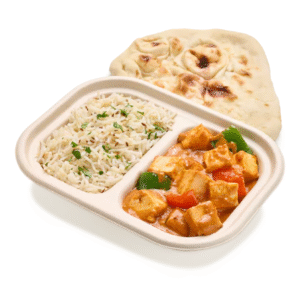 paneer rice bowl with naan
